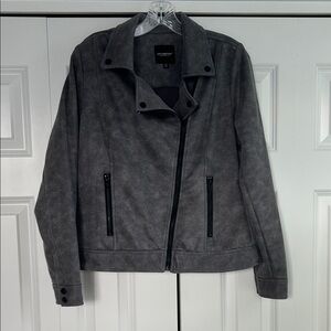 Liverpool Gray Light Suede Fabric Jacket Military Lapel NWOT M